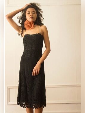 Betsey Johnson lace midi cocktail dress Size 6 Y2K